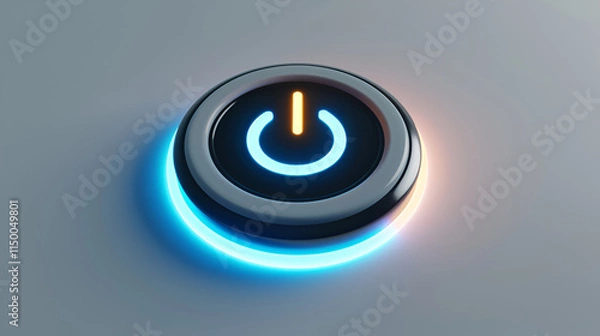 Fototapeta Glowing power button on white background 