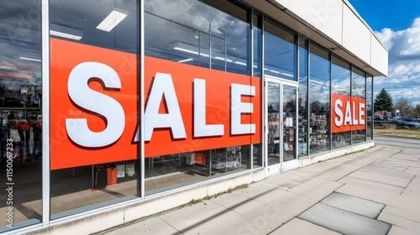 Fototapeta Bright Storefront with SALE Signage in Window