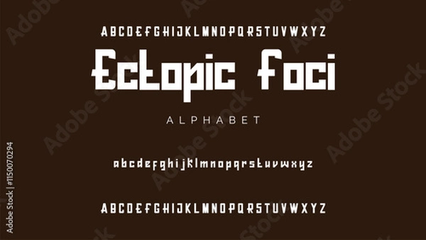 Fototapeta Creative font. Modern abstract digital tech font. Logo creative font, type, technology, movie, digital, music, movie. Fonts and illustration in vector format.