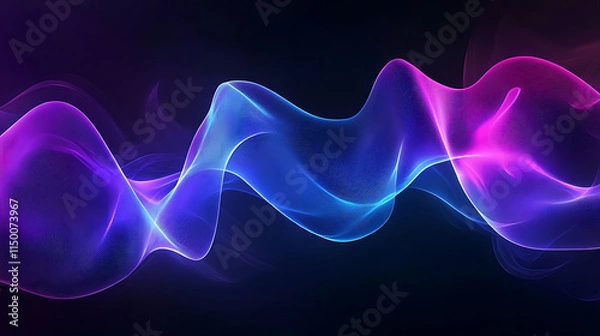 Fototapeta Cosmic Flow: Abstract artwork of vibrant blue and pink neon waves, creating a mesmerizing and ethereal visual experience. Perfect for tech, music, or fantasy themes. 