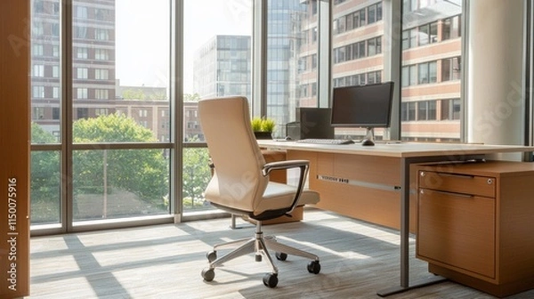 Obraz Transforming Creative Spaces A Well-Furnished Loft Office Area Urban Environment Blog Post Modern Design Industrial Interior Design