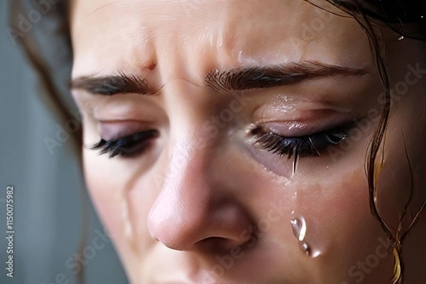Fototapeta 16 a woman with tears in her eyes looking down