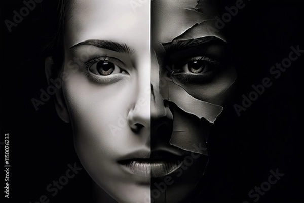 Fototapeta 16 half faces only one side of the face visible