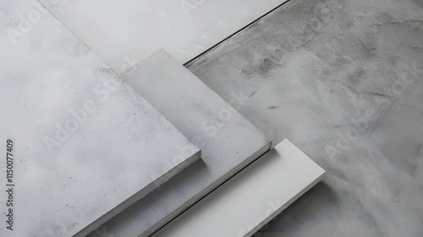 Fototapeta Collection of gray concrete slabs showcasing various textures and finishes, perfect for construction and design projects.