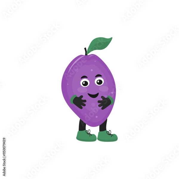 Obraz plum in the shape of a man.vector fruit illustration