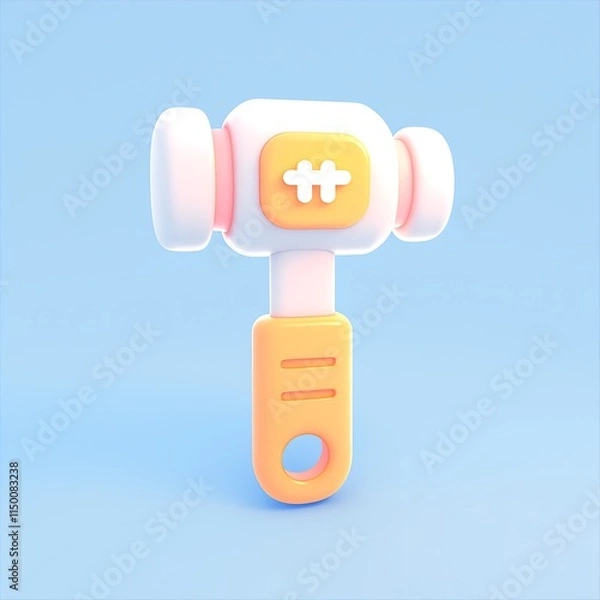 Obraz Colorful Cartoon Style Toy Hammer on Blue Background