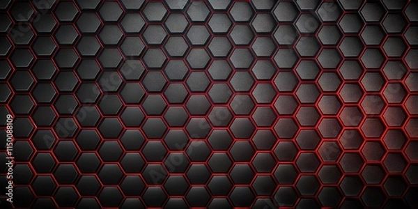 Obraz Abstract Grid Pattern with Red Glowing Hexagon Edges