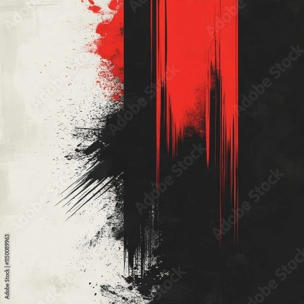 Obraz Black and white painting with red splatters
