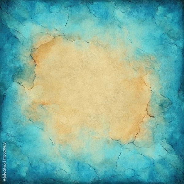 Fototapeta Blue and tan background with a white circle in the middle