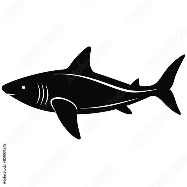 Fototapeta Basking shark silhouette on white background