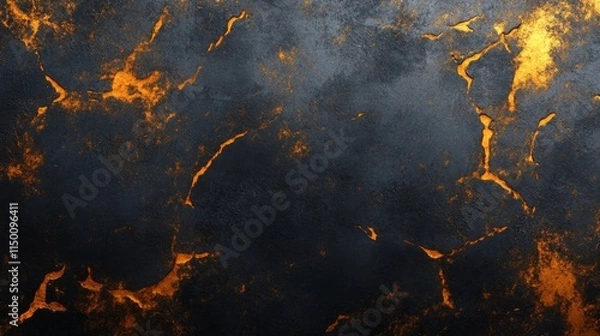 Fototapeta Dark Grey Surface with Orange Cracks and Texture