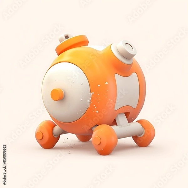 Obraz Colorful and Playful Toy Piggy Bank on a Cream Background