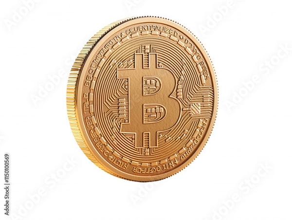 Fototapeta Golden Bitcoin Cryptocurrency Coin on a Transparent Background, Symbolizing Digital Finance, Blockchain Technology, and Modern Economic Trends in the Digital Era