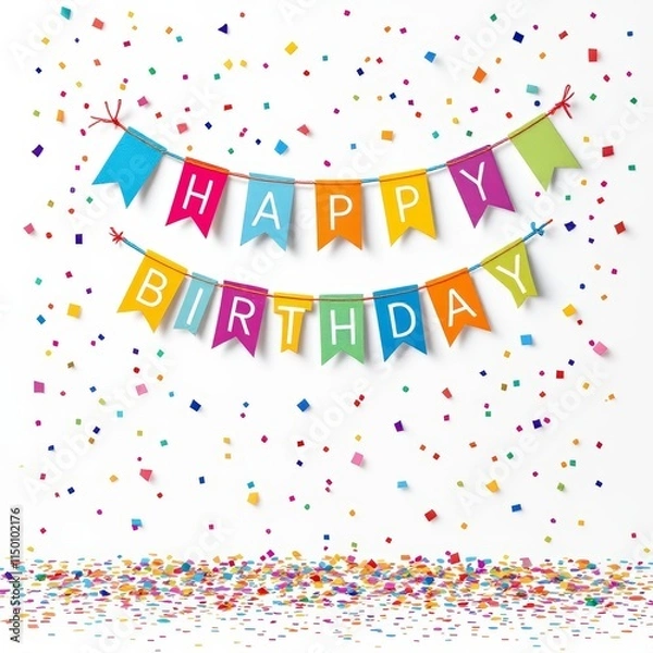 Obraz happy birthday card with balloons