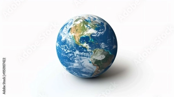 Fototapeta Our Blue Planet: A 3D Render of Earth