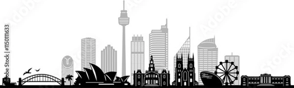 Obraz Sydney Australia Skyline Silhouette Vector