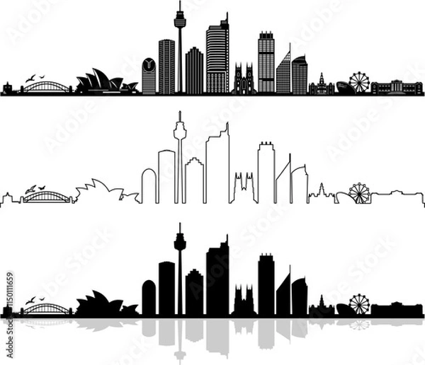 Obraz Sydney Australia Skyline Silhouette Vector