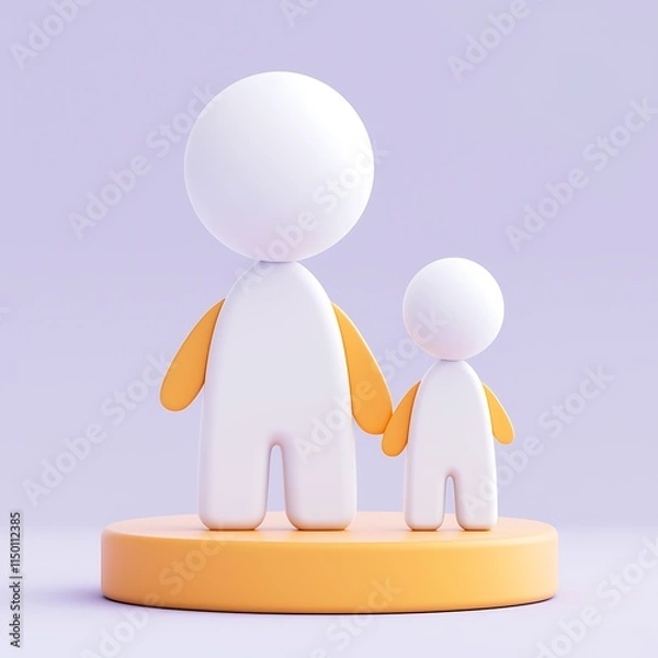 Obraz Cute 3D Character Figures with Minimalist Design and Soft Colors