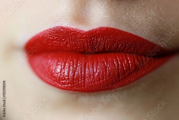 Fototapeta Vibrant Red Lips in Macro Close-Up Style