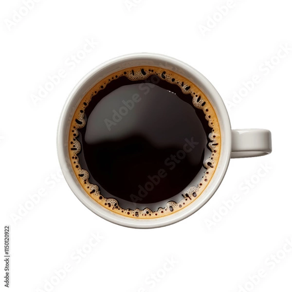 Obraz Black coffee with cream froth in white cup