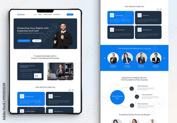 Fototapeta Law Firm Landing Page Layout