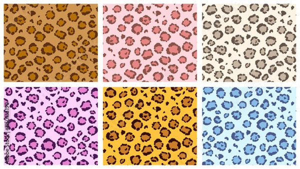 Obraz ヒョウ柄のシームレスパターンセット