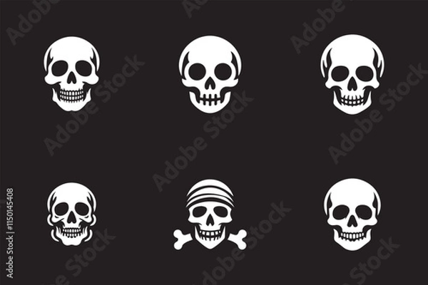 Fototapeta Skeleton silhouettes set, large pack of vector silhouette design, isolated white background

