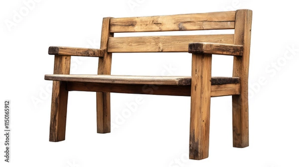 Obraz Rustic Wooden Bench Isolated on White Background