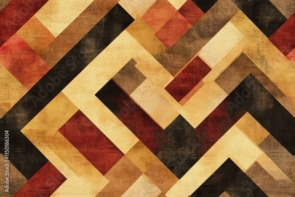 Fototapeta A complex geometric pattern featuring interlocking diamonds and squares in earthy tones