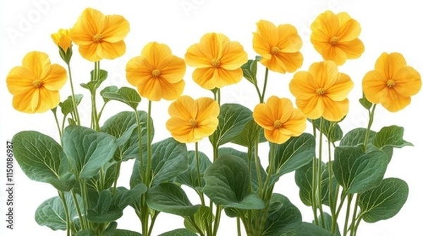 Fototapeta illustration of a yellow primula flower isolated on a white background yellow primula flower