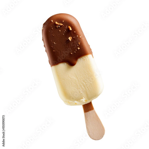 Obraz Isolated sweet vanilla ice cream stick mix chocolate topping