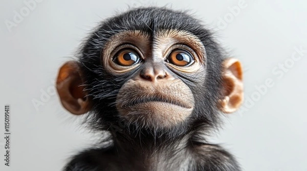 Fototapeta monkey close up stock image isolated on a white background monkey
