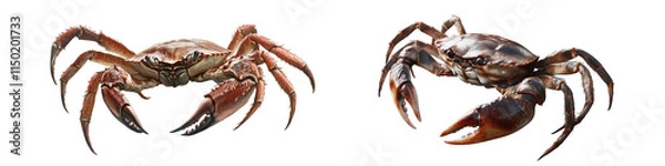 Fototapeta Two crabs are shown side by side, one is larger than the other
