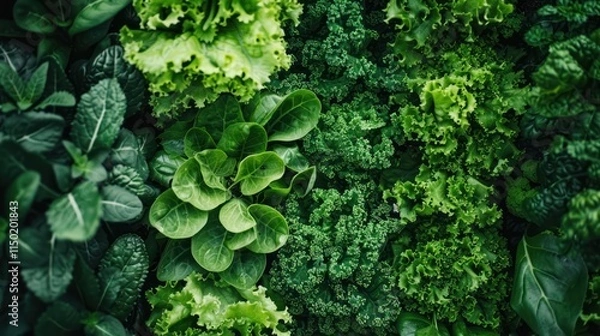 Fototapeta A productive hydroponic farming system, with rows of leafy greens growing without soil,