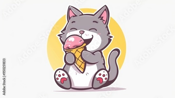 Fototapeta Cute Cat Enjoying Ice Cream