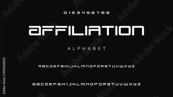 Fototapeta Creative font. Modern abstract digital tech font. Logo creative font, type, technology, movie, digital, music, movie. Fonts and illustration in vector format.
