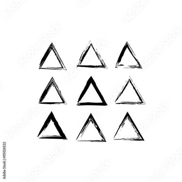Obraz Vector pattern with hand drawn triangles. Black and white texture.