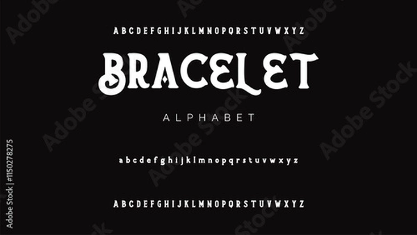 Obraz Craft vintage typeface design. Graphic display alphabet. Fantasy type letters. Latin characters, numbers. Vector illustration. Old badge, label, logo template.