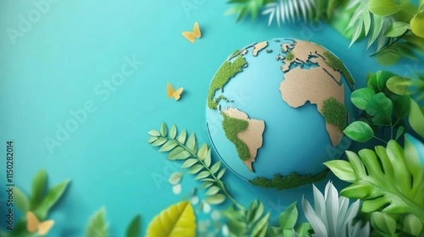 Fototapeta World environment and earth day concept with globe, nature and eco friendly environment.