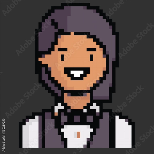 Fototapeta Pixel art avatar depicting daily work activities, perfect for digital projects or games.