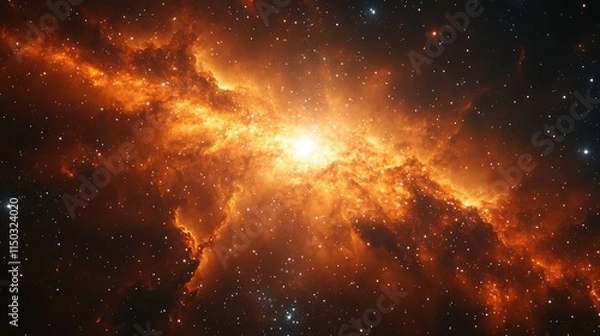 Fototapeta Awe inspiring spiral galaxy illuminated by vivid stars and swirling cosmic structures image