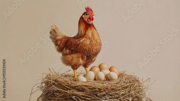 Obraz Chickens on the nest, Laying hens