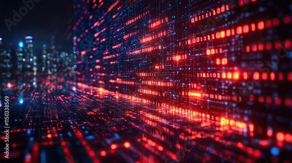 Fototapeta Abstract digital binary code graphics illustrate data security and software protection from hackers