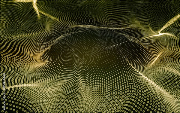 Fototapeta Abstract polygonal space low poly dark background, 3d rendering