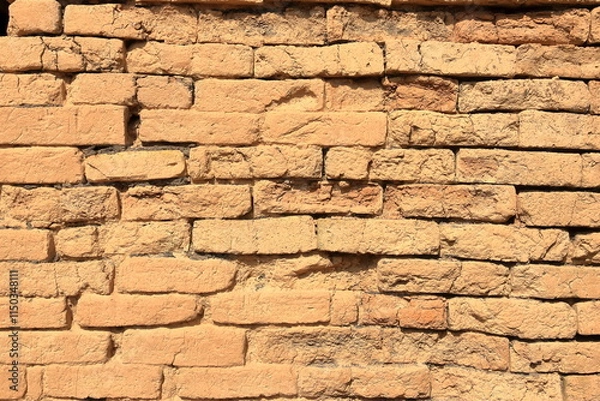 Fototapeta the bricks of the Dub lal Makh Temple next to the ziggurat in ancient Ur, sumerian temple, Iraq