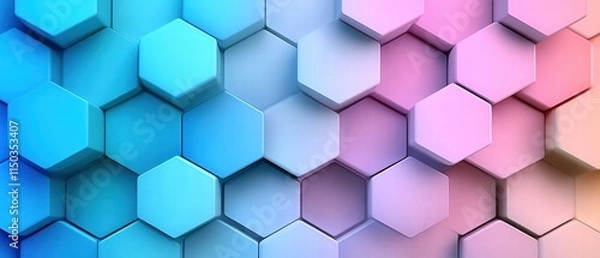 Obraz Colorful hexagon pattern with smooth gradient background.