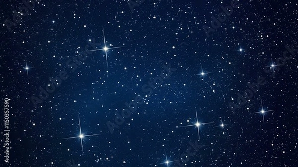 Obraz Abstract night sky background with sparkling silver constellations, deep navy tones and scattered light dots forming a bokeh-inspired pattern