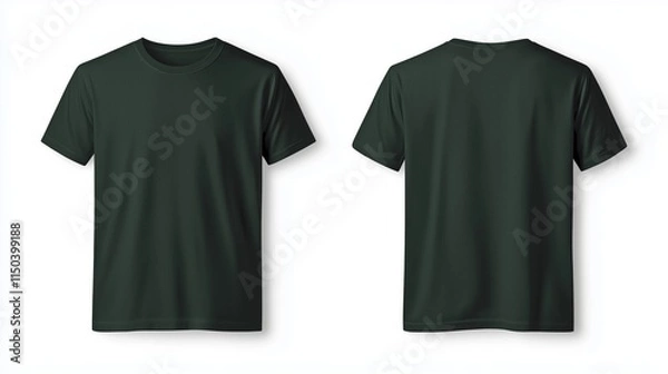 Obraz  Pair of Dark Green T-Shirts Displayed Front and Back