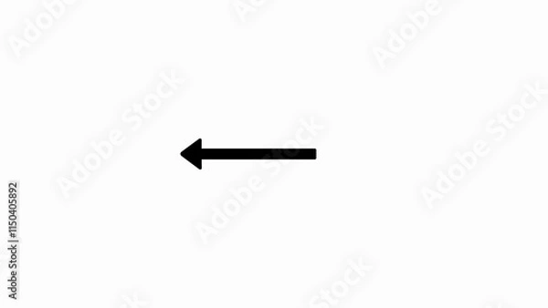 Fototapeta Simple line arrow, left side indicating sign. road sign concept illustration background. moving arrow on white background.