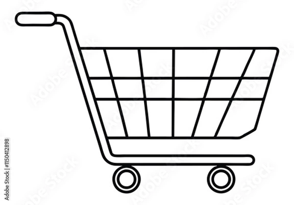 Fototapeta Minimalist Continuous Line Art of a Shopping Cart with Basket, Wheels, and Handle in a Modern Retail Style